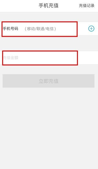 输入你要充值话费的手机号码，输入充值金额，点击“立即充值”就可以