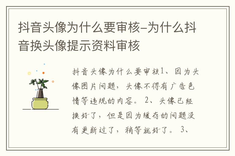 为什么抖音换头像提示资料审核