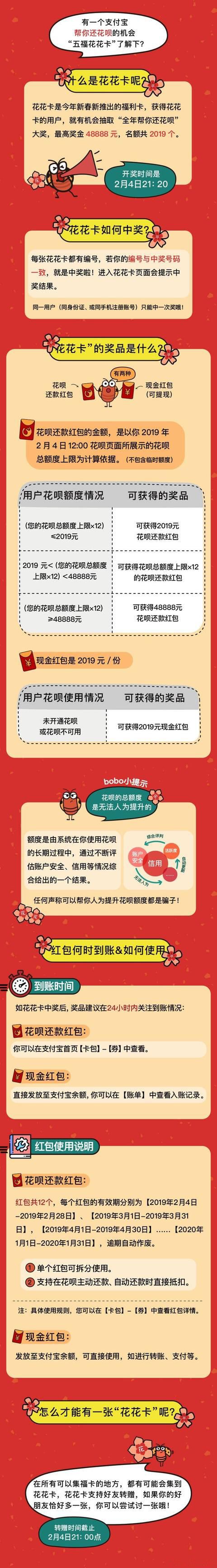 支付宝集五福花花卡红包奖励规则