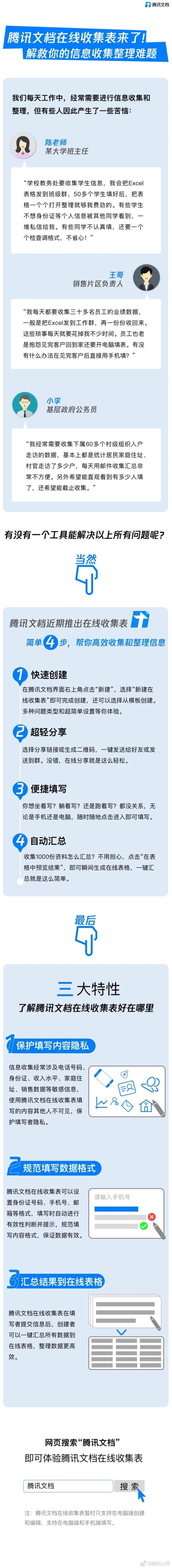 腾讯文档推出“在线收集表”功能 堪称拯救时间的利器