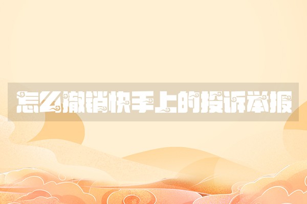 怎么撤销快手上的投诉举报