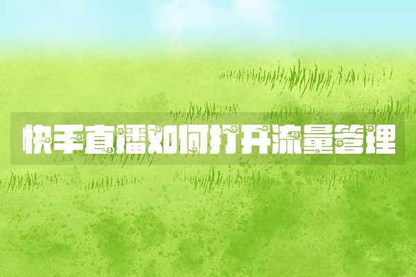 快手直播如何打开流量管理
