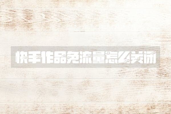 快手作品免流量怎么关闭