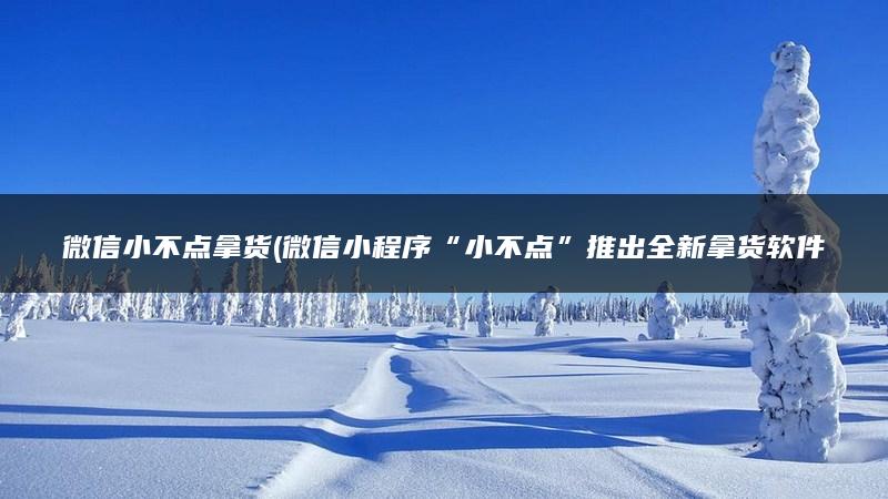 微信小不点拿货(微信小程序“小不点”推出全新拿货软件，一键轻松购买！)