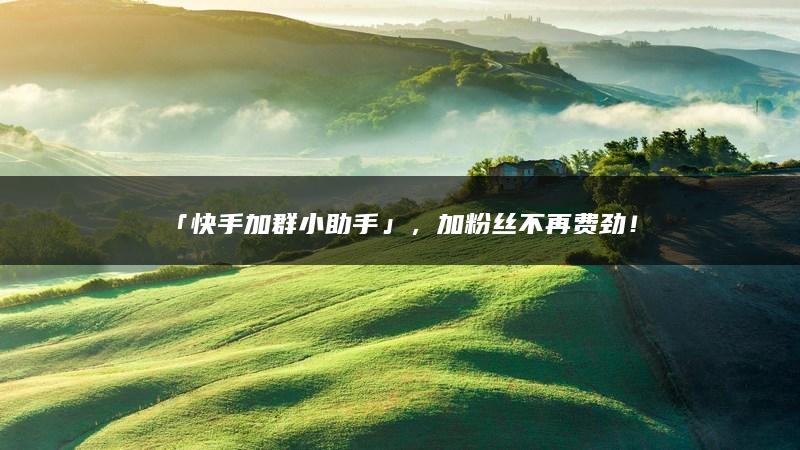 「快手加群小助手」，加粉丝不再费劲！
