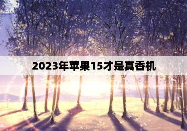 2023年苹果15才是真香机
