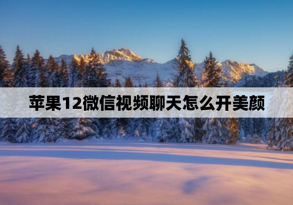 苹果12微信视频聊天怎么开美颜