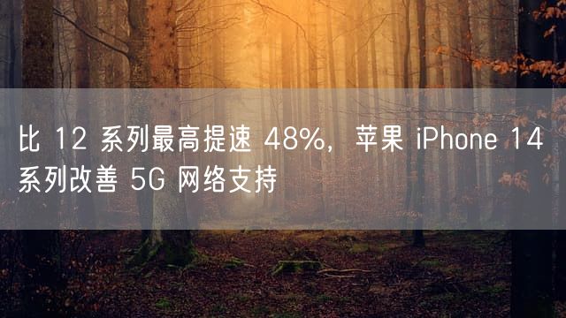 比 12 系列最高提速 48%，苹果 iPhone  14 系列改善 5G  网络支持