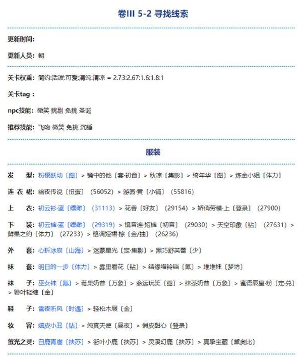 奇迹暖暖卷三5-2怎么搭配 奇迹暖暖卷三5-2寻找线索搭配攻略