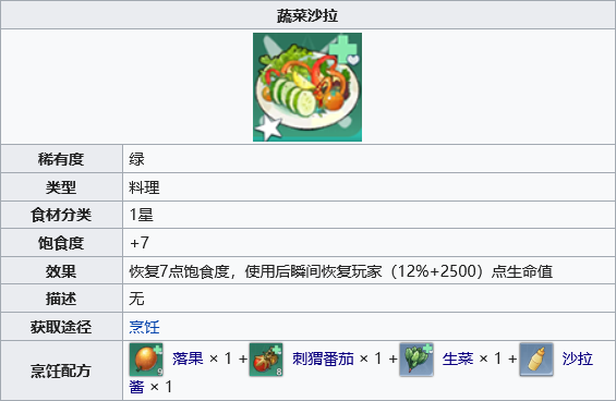 幻塔蔬菜沙拉配方