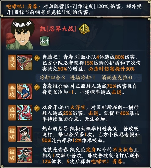 火影忍者：忍者新世代凯[忍界大战]技能解析 