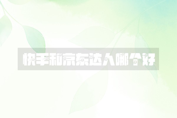 快手和京东达人哪个好