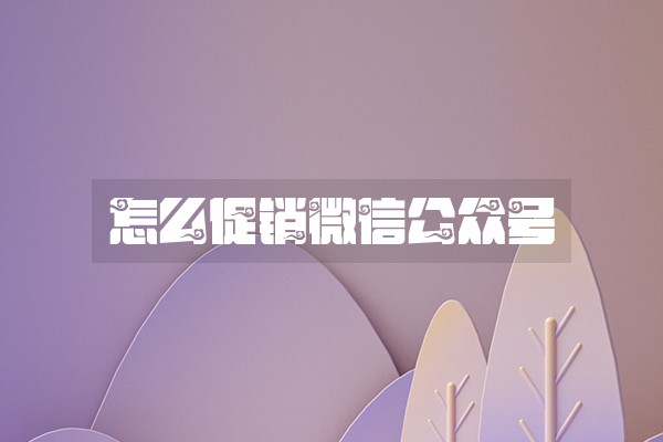 怎么促销微信公众号