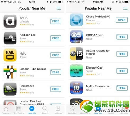 iOS7新增Near Me技巧 可查看App Store附近流行应用