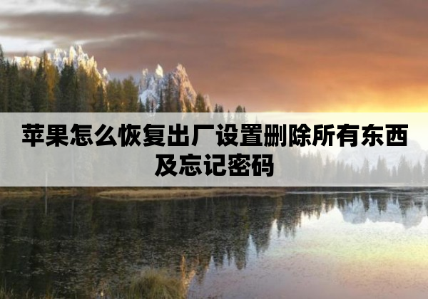 苹果怎么恢复出厂设置删除所有东西及忘记密码