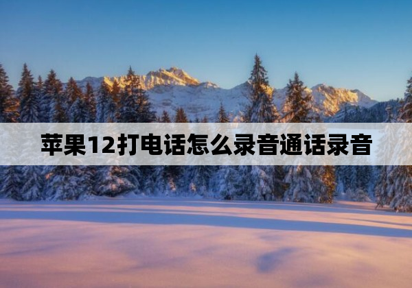 苹果12打电话怎么录音通话录音