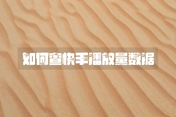 如何查快手播放量数据