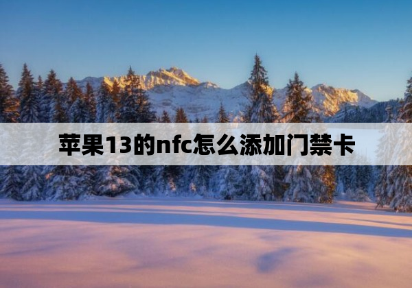 苹果13的nfc怎么添加门禁卡