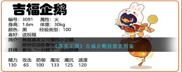 洛克王国吉福企鹅技能怎么样 吉福企鹅技能表图鉴