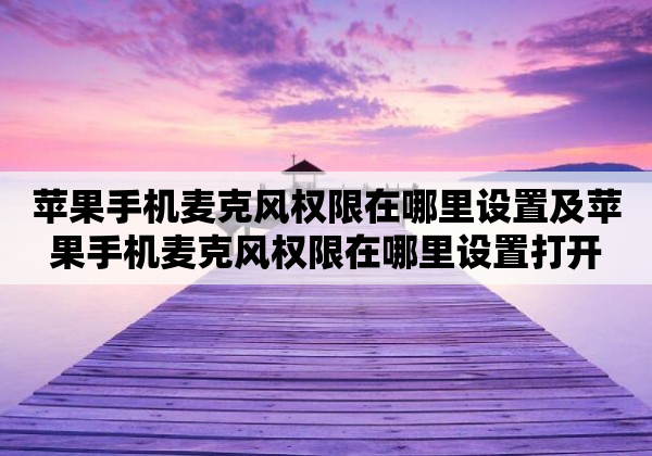 苹果手机麦克风权限在哪里设置及苹果手机麦克风权限在哪里设置打开