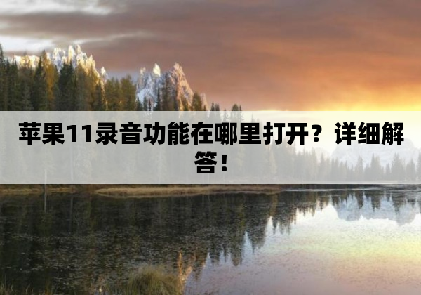 苹果11录音功能在哪里打开？详细解答！