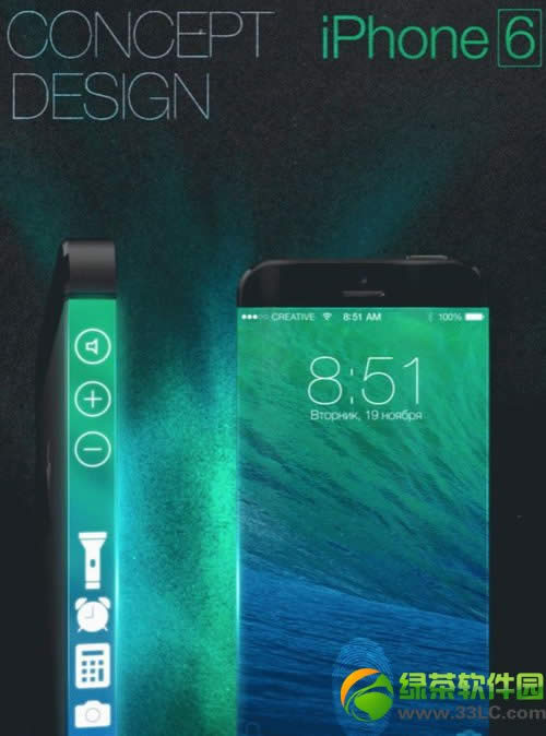无边框iphone6概念机 侧面按键也变触摸