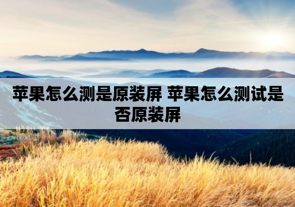 苹果怎么测是原装屏 苹果怎么测试是否原装屏