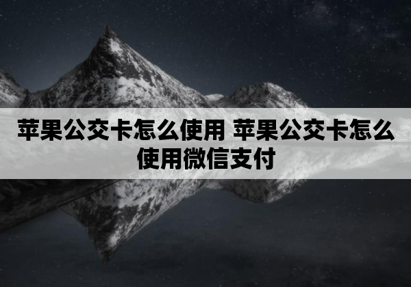 苹果公交卡怎么使用 苹果公交卡怎么使用微信支付