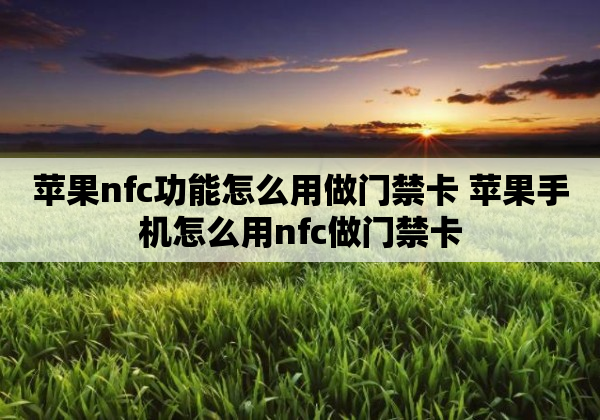苹果nfc功能怎么用做门禁卡 苹果手机怎么用nfc做门禁卡