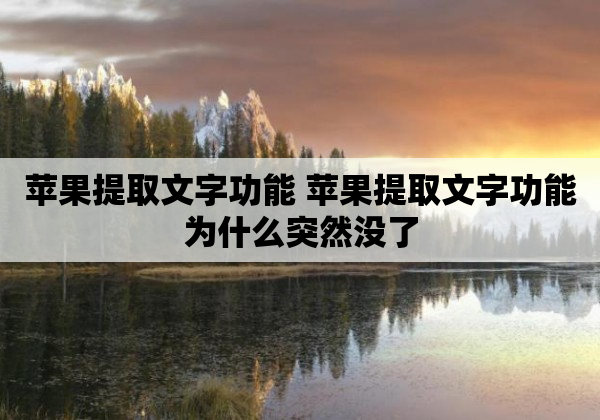 苹果提取文字功能 苹果提取文字功能为什么突然没了