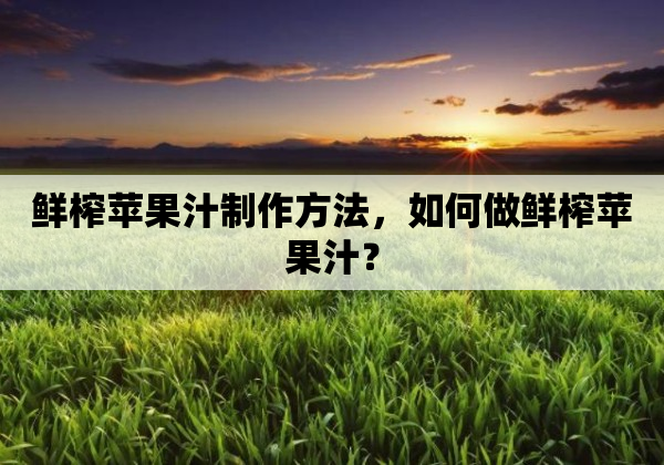 鲜榨苹果汁制作方法，如何做鲜榨苹果汁？