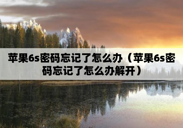 苹果6s密码忘记了怎么办（苹果6s密码忘记了怎么办解开）
