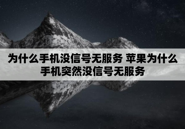 为什么手机没信号无服务 苹果为什么手机突然没信号无服务