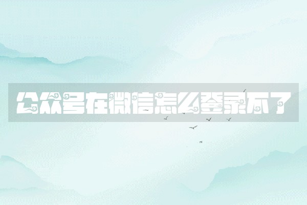 公众号在微信怎么登录不了
