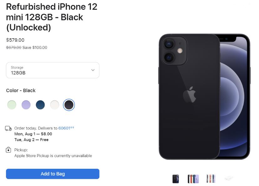 ?苹果首次在美销售翻新机：128GB的iPhone 12 mini约3908 元