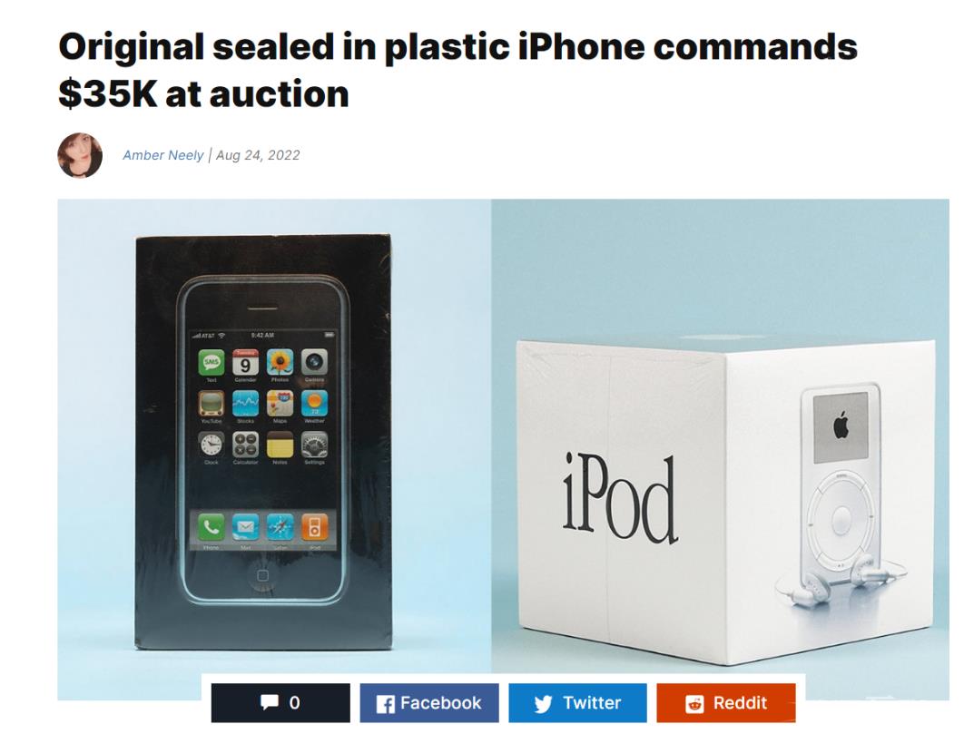 密封未拆原版苹果 iPhone 1 代拍卖价格超过 35000 美元