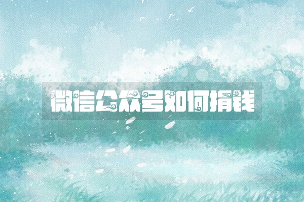 微信公众号如何捐钱