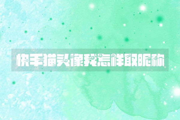 快手猫头像我怎样取昵称