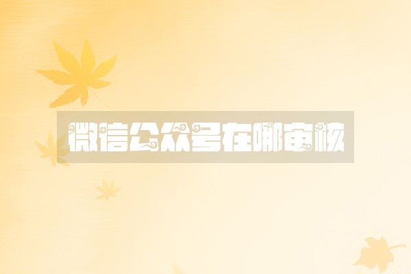 微信公众号在哪审核