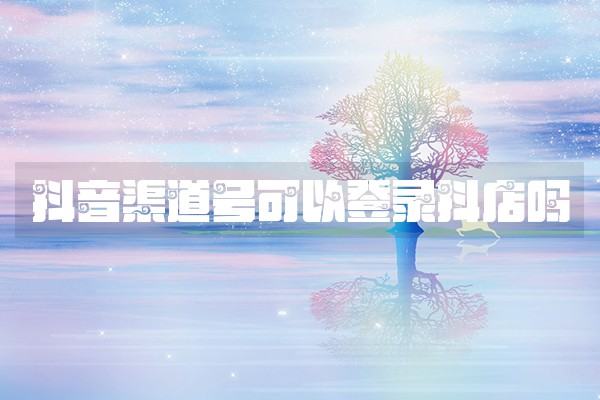 抖音渠道号可以登录抖店吗