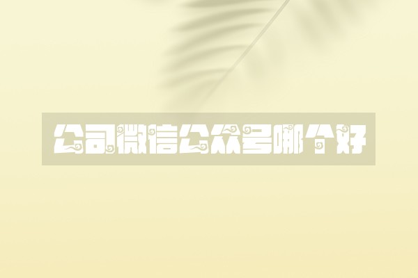 公司微信公众号哪个好