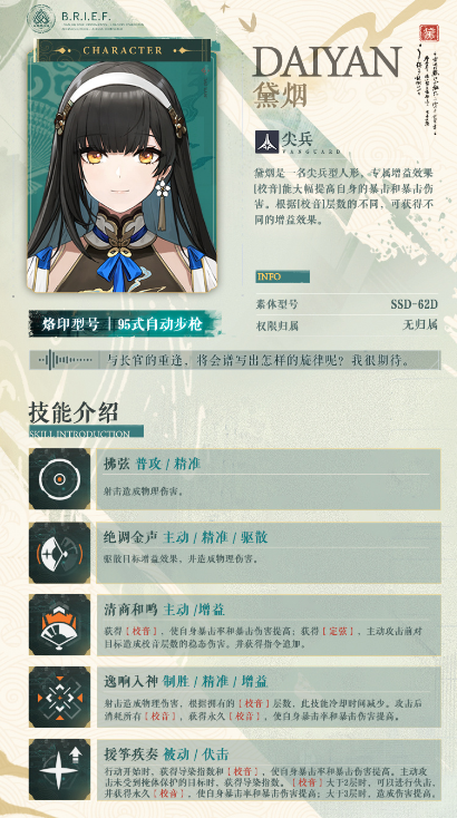 少女前线2黛烟技能  少女前线2黛烟技能一览
