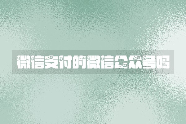 微信支付的微信公众号吗
