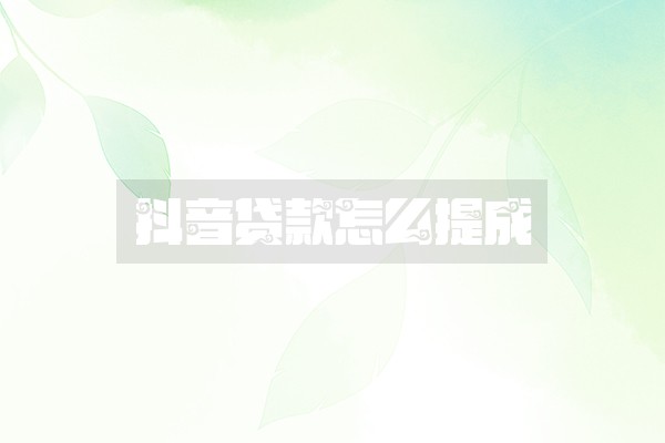 抖音贷款怎么提成