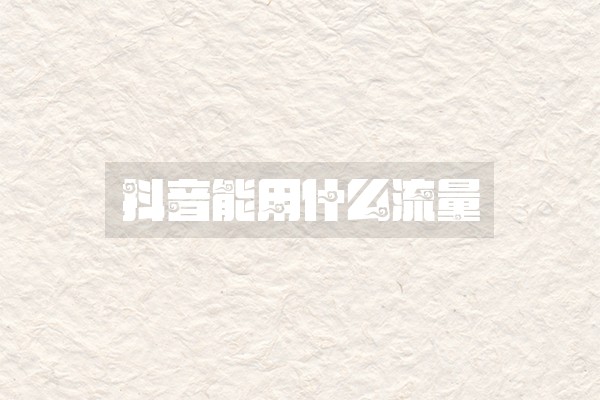 抖音能用什么流量