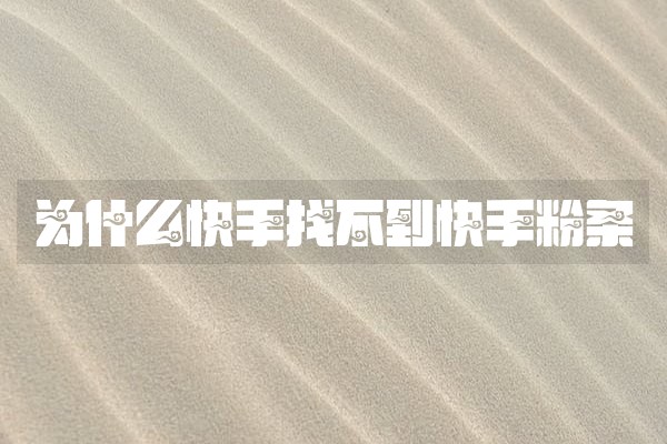 为什么快手找不到快手粉条