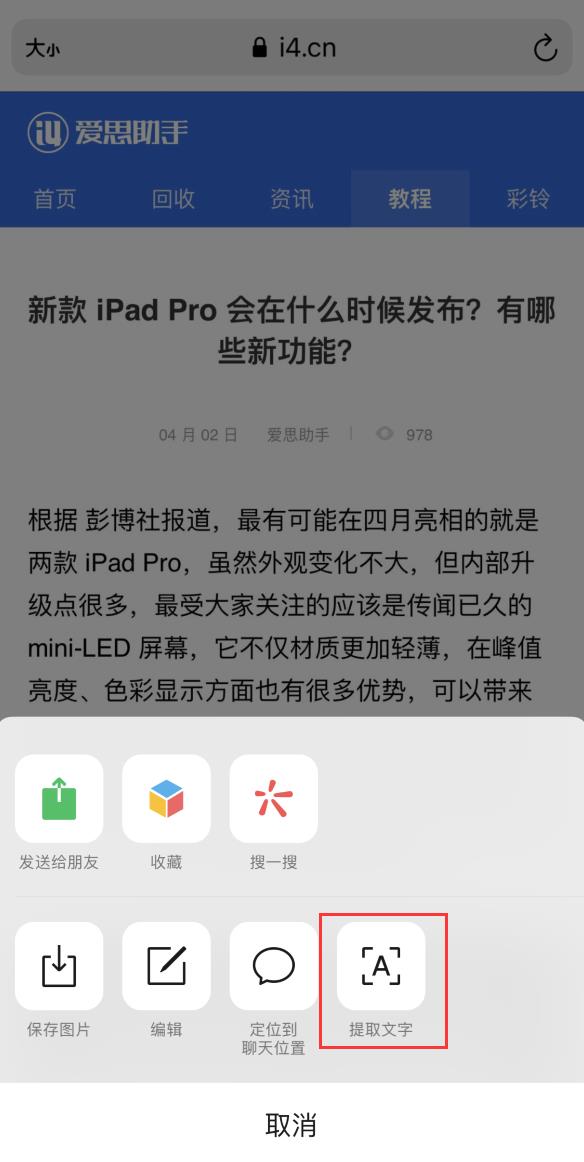 iPhone  小技巧：微信支持提取图片中的文字插图3