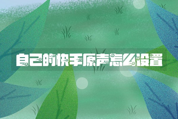 自己的快手原声怎么设置