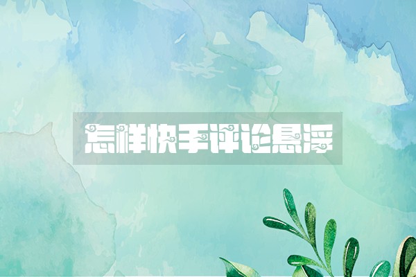 怎样快手评论悬浮