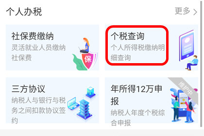 支付宝选择个税查询